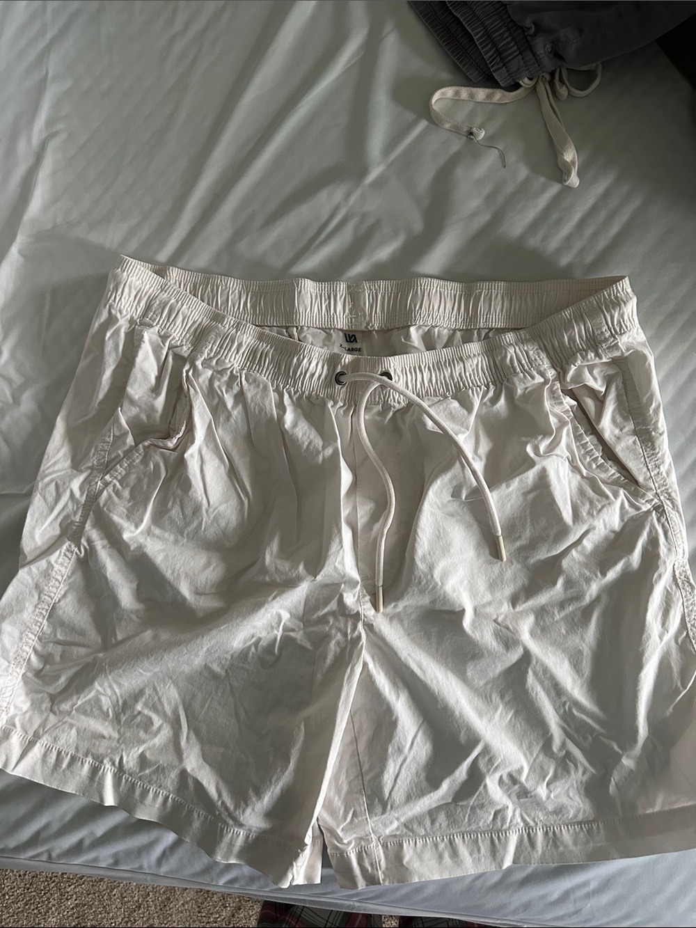 Men's White Athletic Drawstring Shorts - Lightweight Comfort